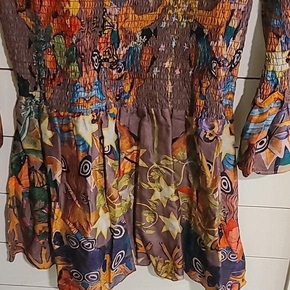 NWT Smocked Multicolor Long Sleeve Dress - Picture 4 of 6